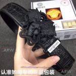 AAA Replica Versace Black Engraved Belt - Medusa Head Buckle In Black PVD